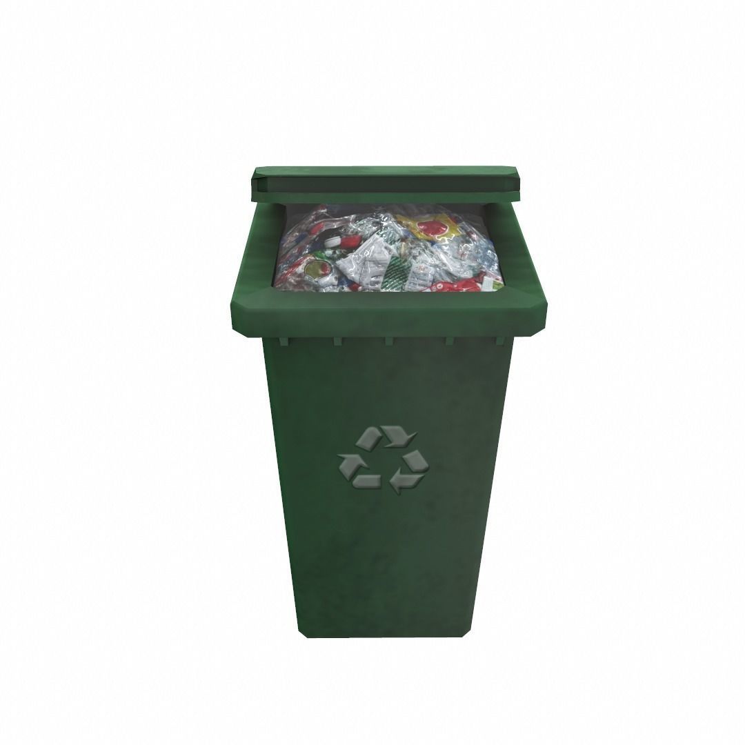 Garbage disposal bin Low-poly 3D model_1