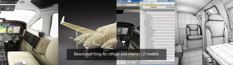 Beechcraft King Air c90gtx and interior 3D Model Collection_1