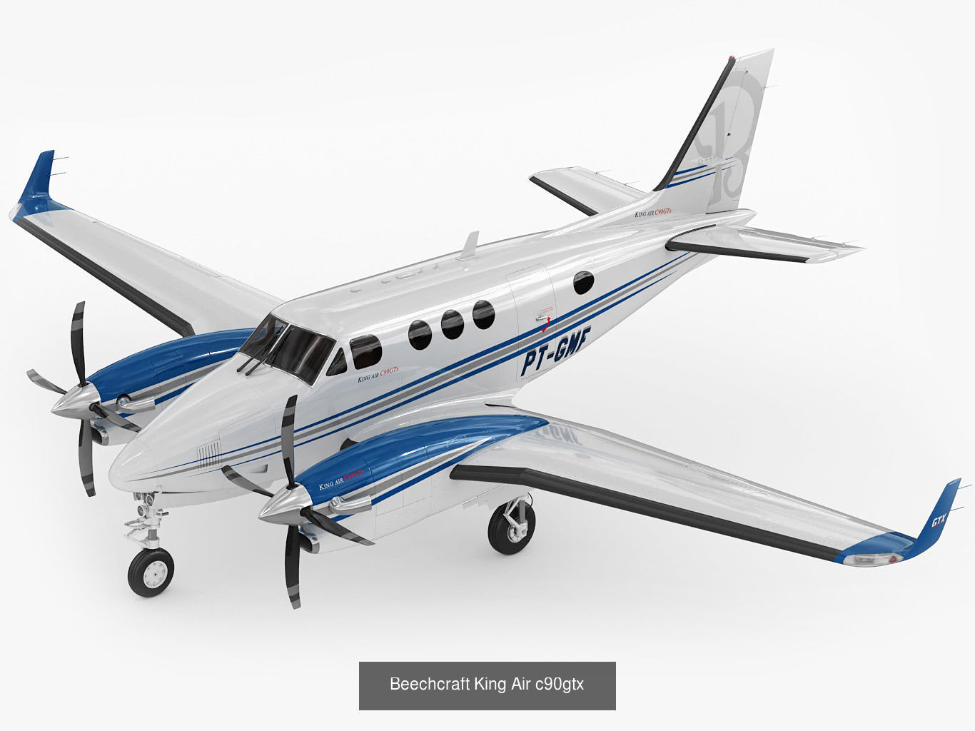 Beechcraft King Air c90gtx and interior 3D Model Collection_2