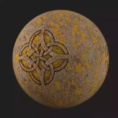 Stone material with moss and simple ornament