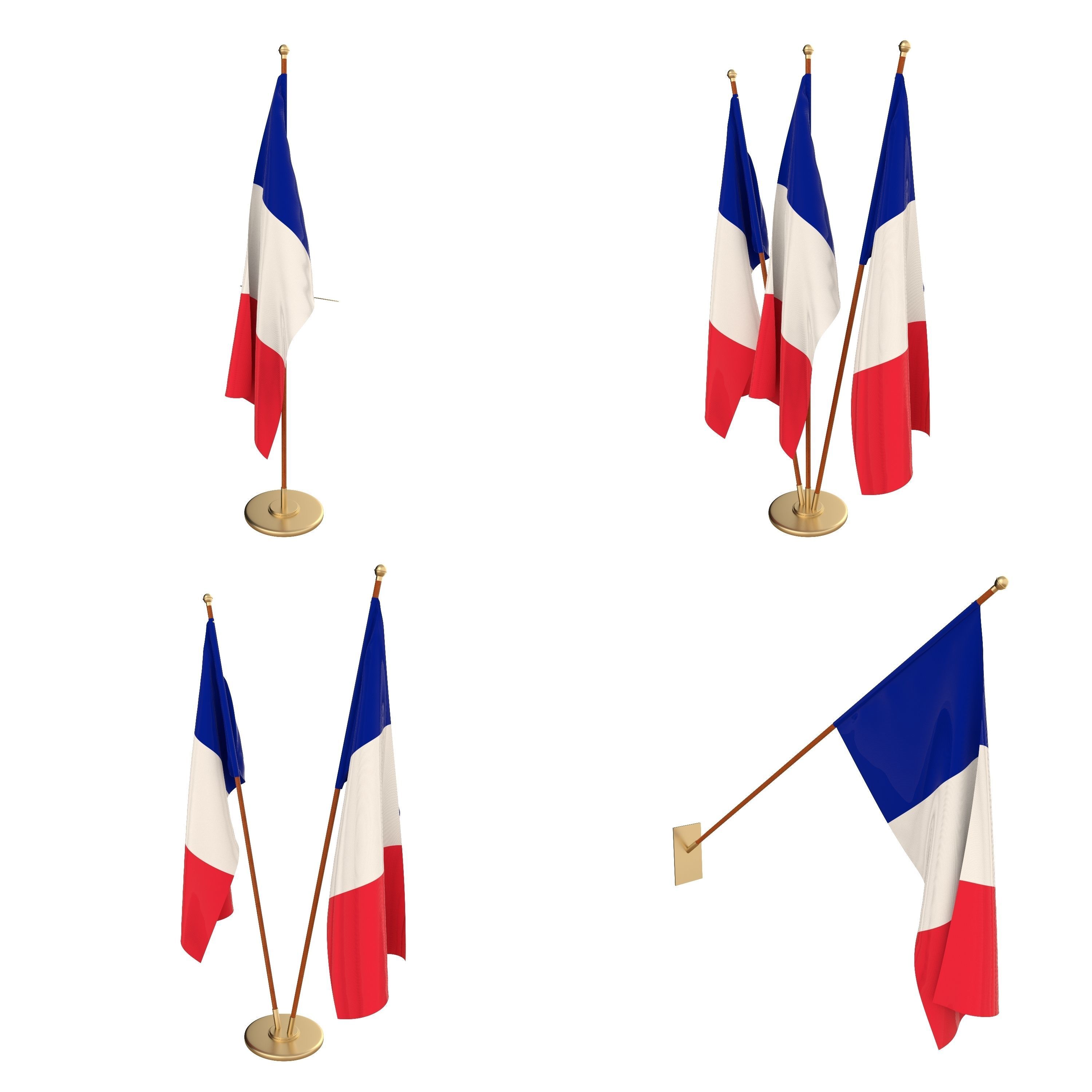 France Flag Pack 3D model_1