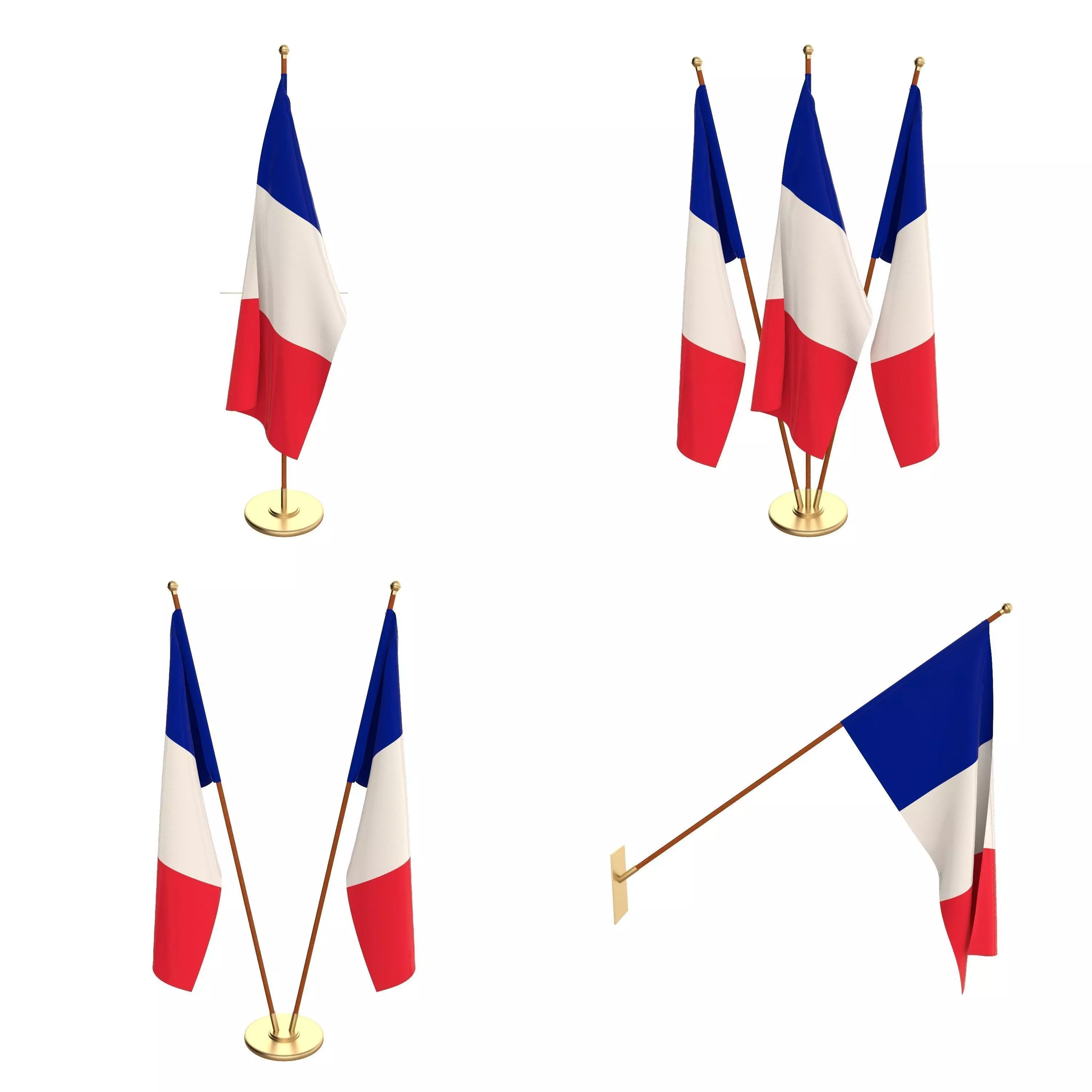 France Flag Pack 3D model_0