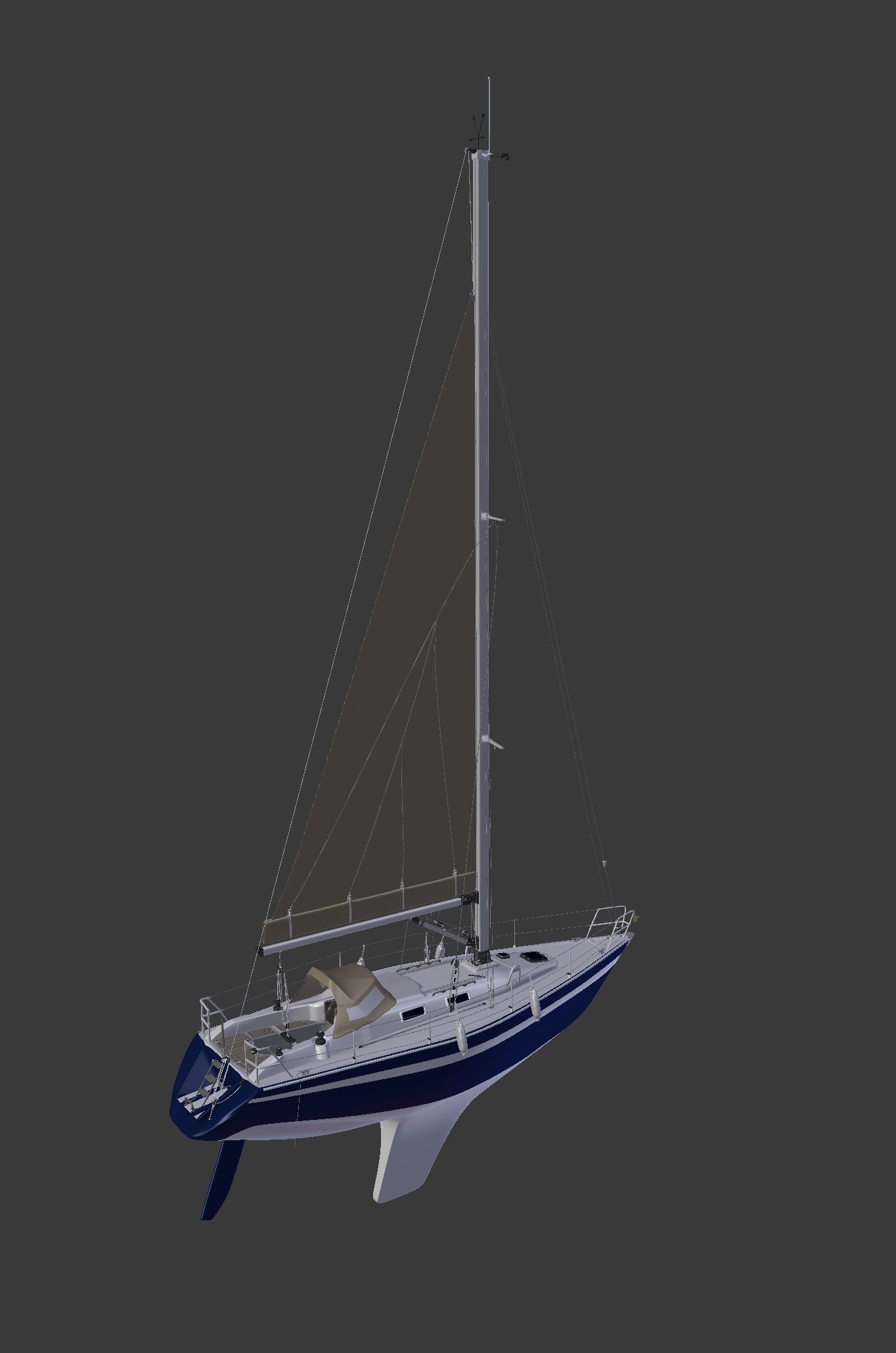 Detailed Sailing Ship 3D model_18