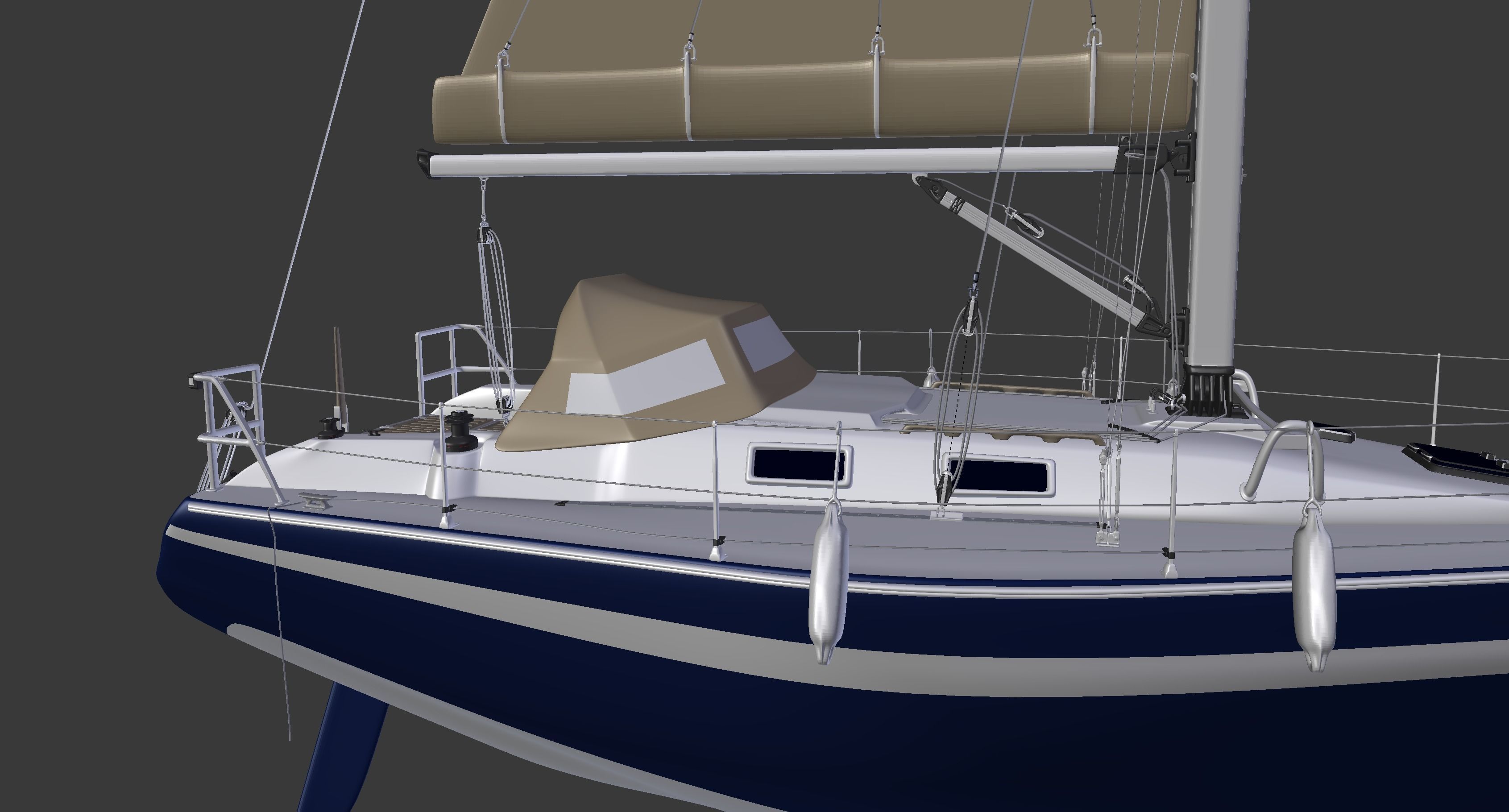 Detailed Sailing Ship 3D model_12