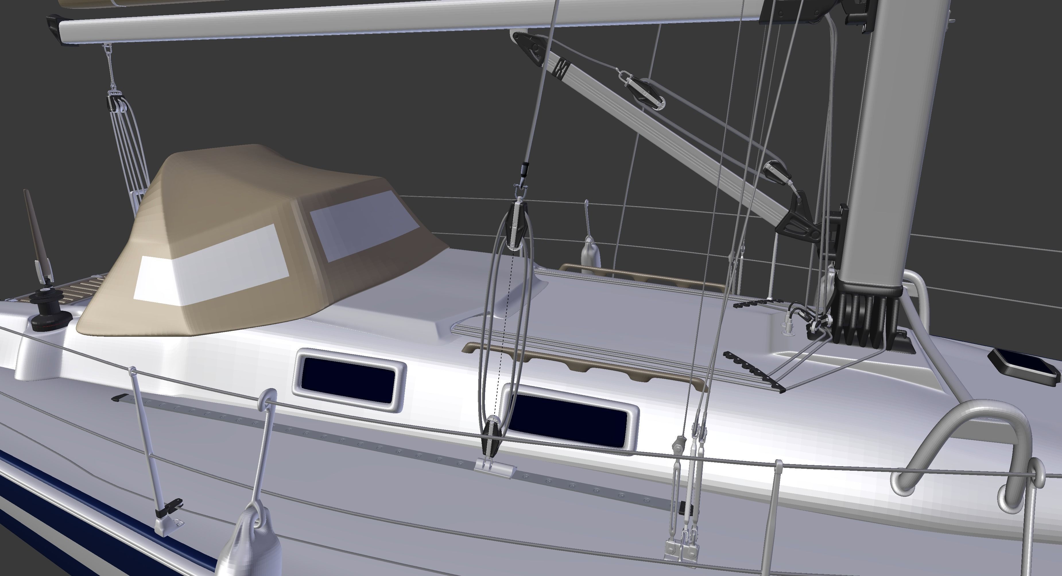 Detailed Sailing Ship 3D model_3