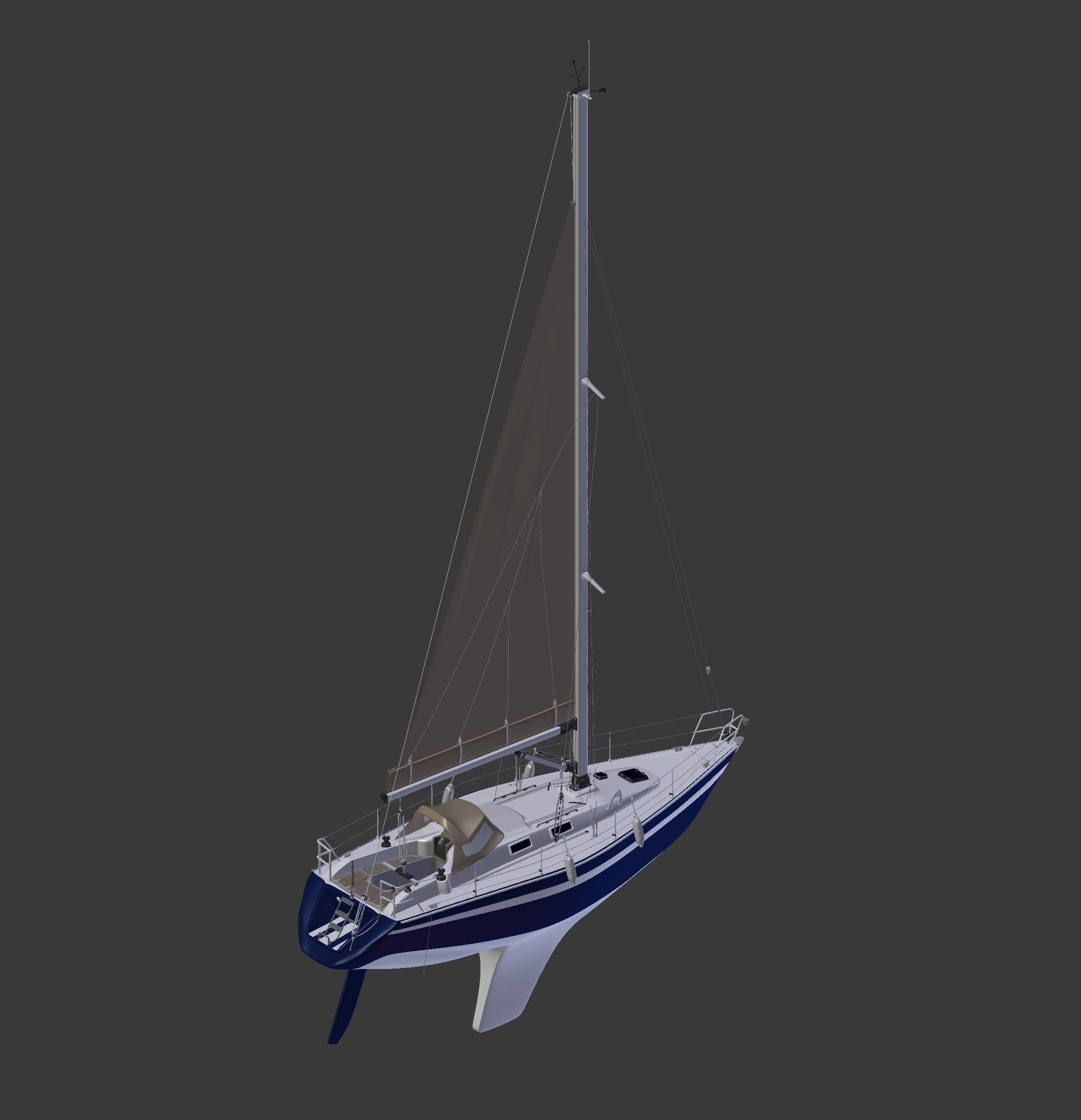 Detailed Sailing Ship 3D model_24