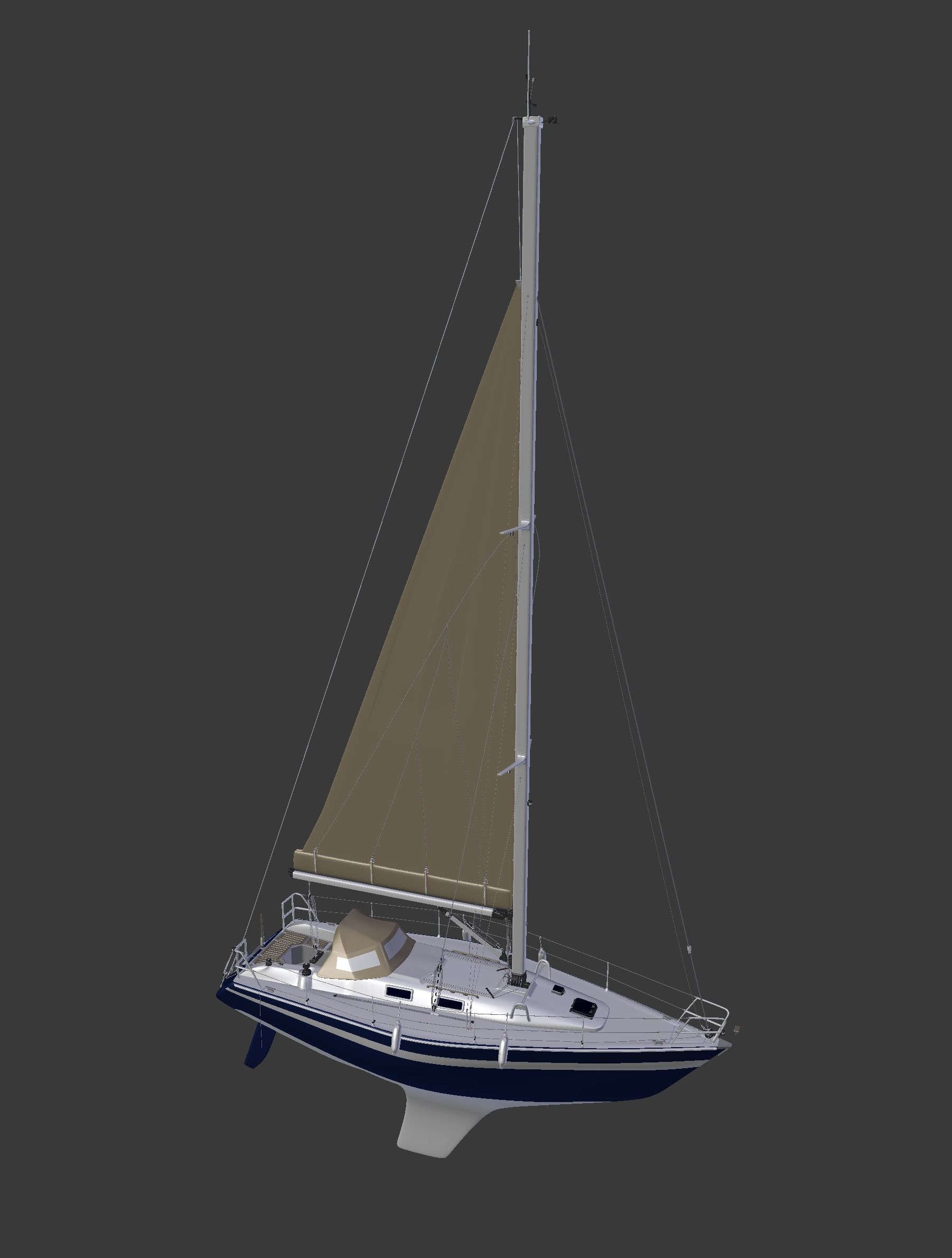 Detailed Sailing Ship 3D model_2