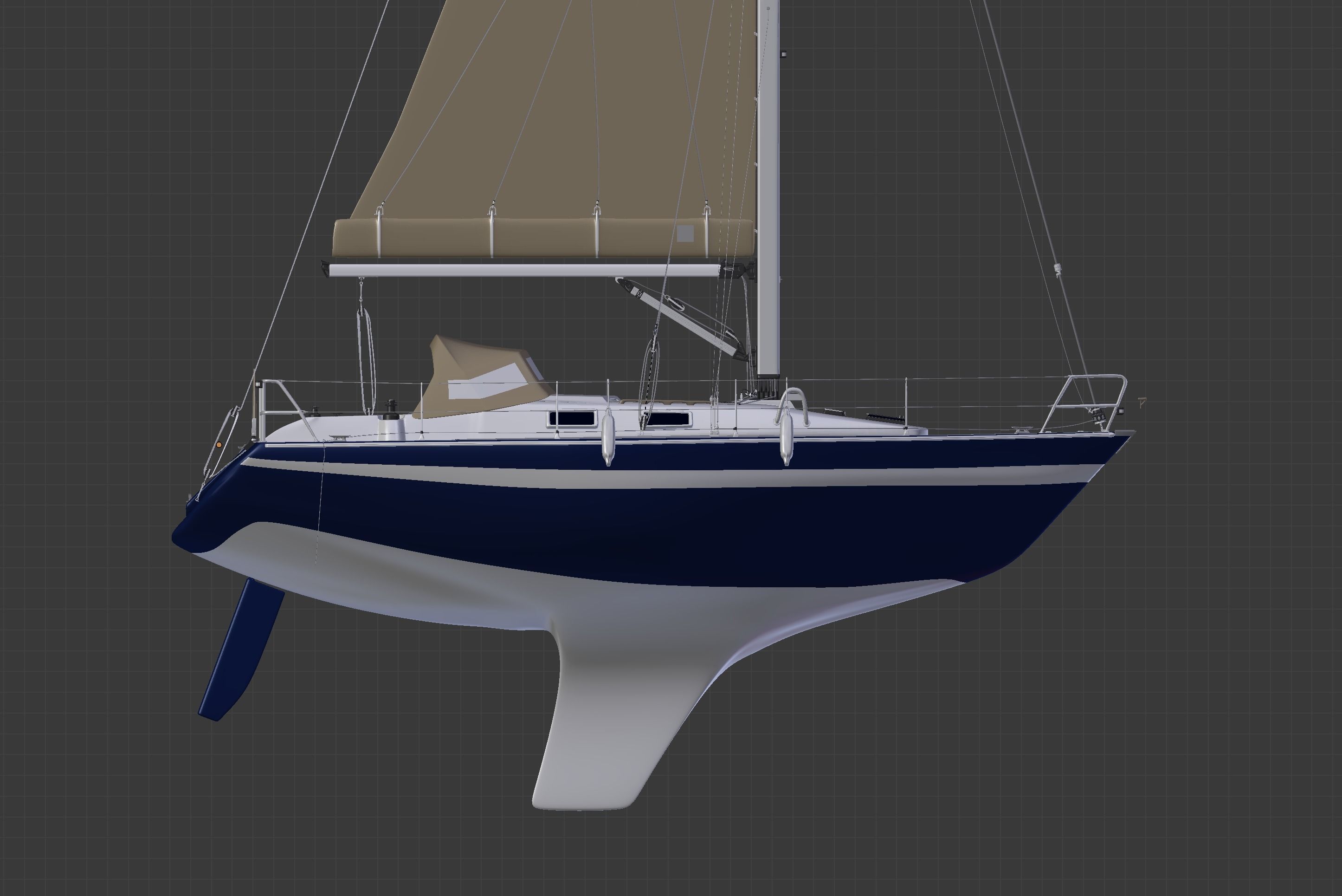 Detailed Sailing Ship 3D model_23