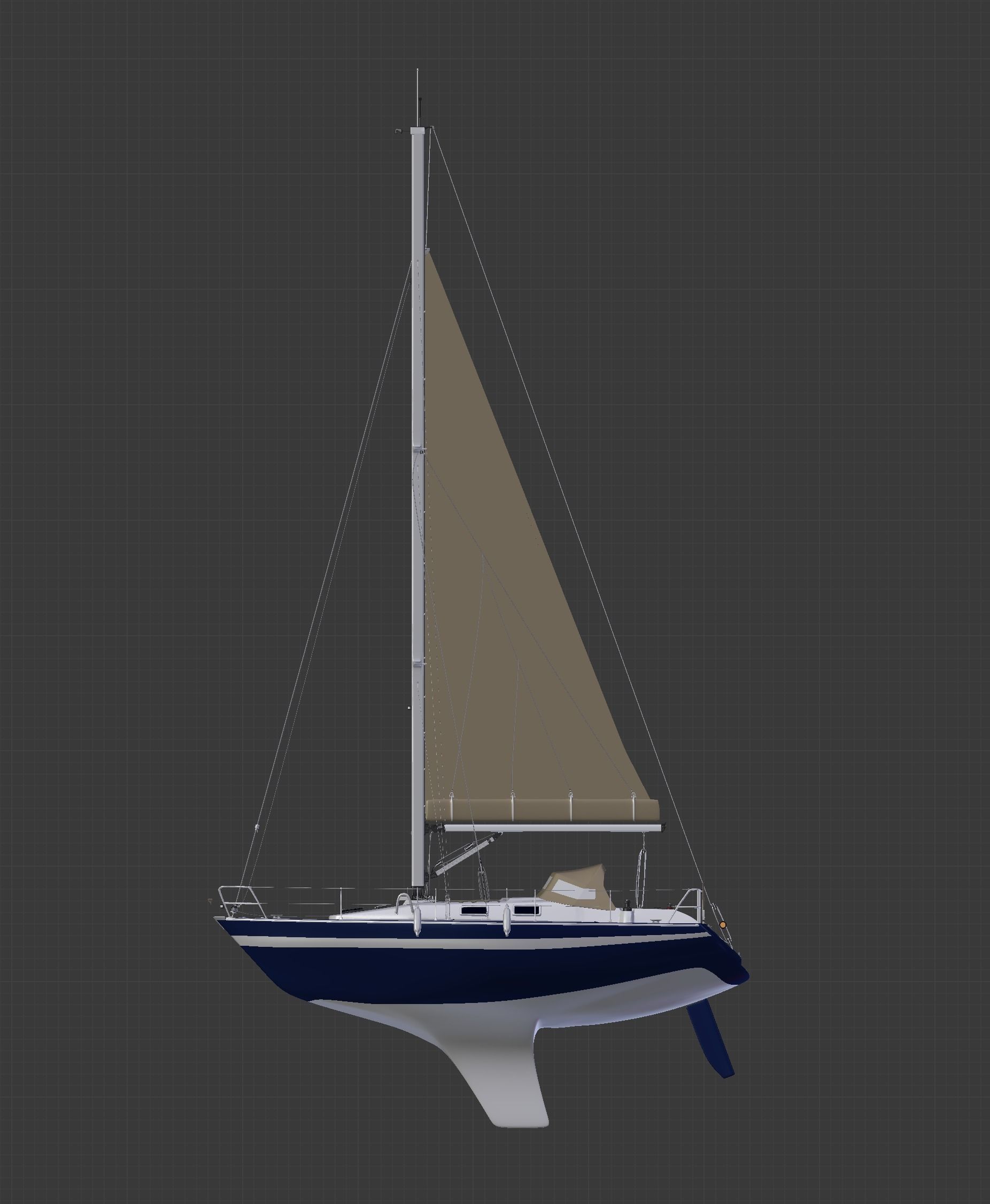 Detailed Sailing Ship 3D model_19
