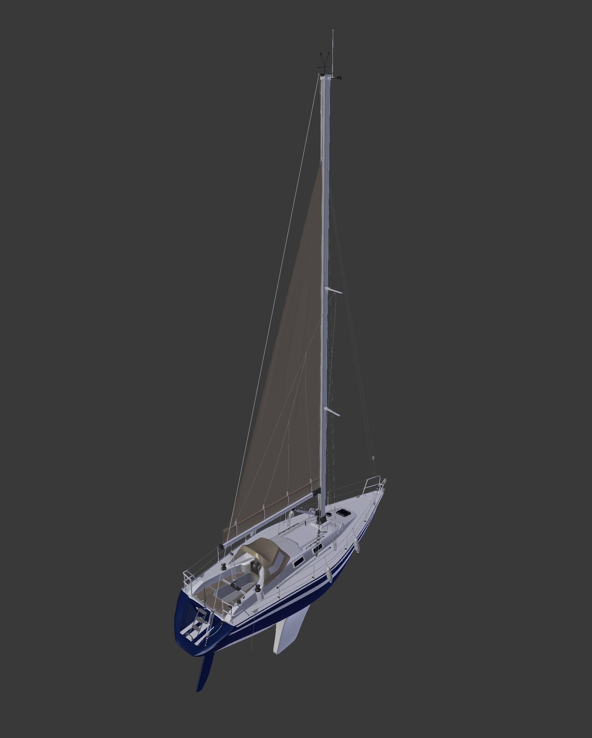 Detailed Sailing Ship 3D model_25
