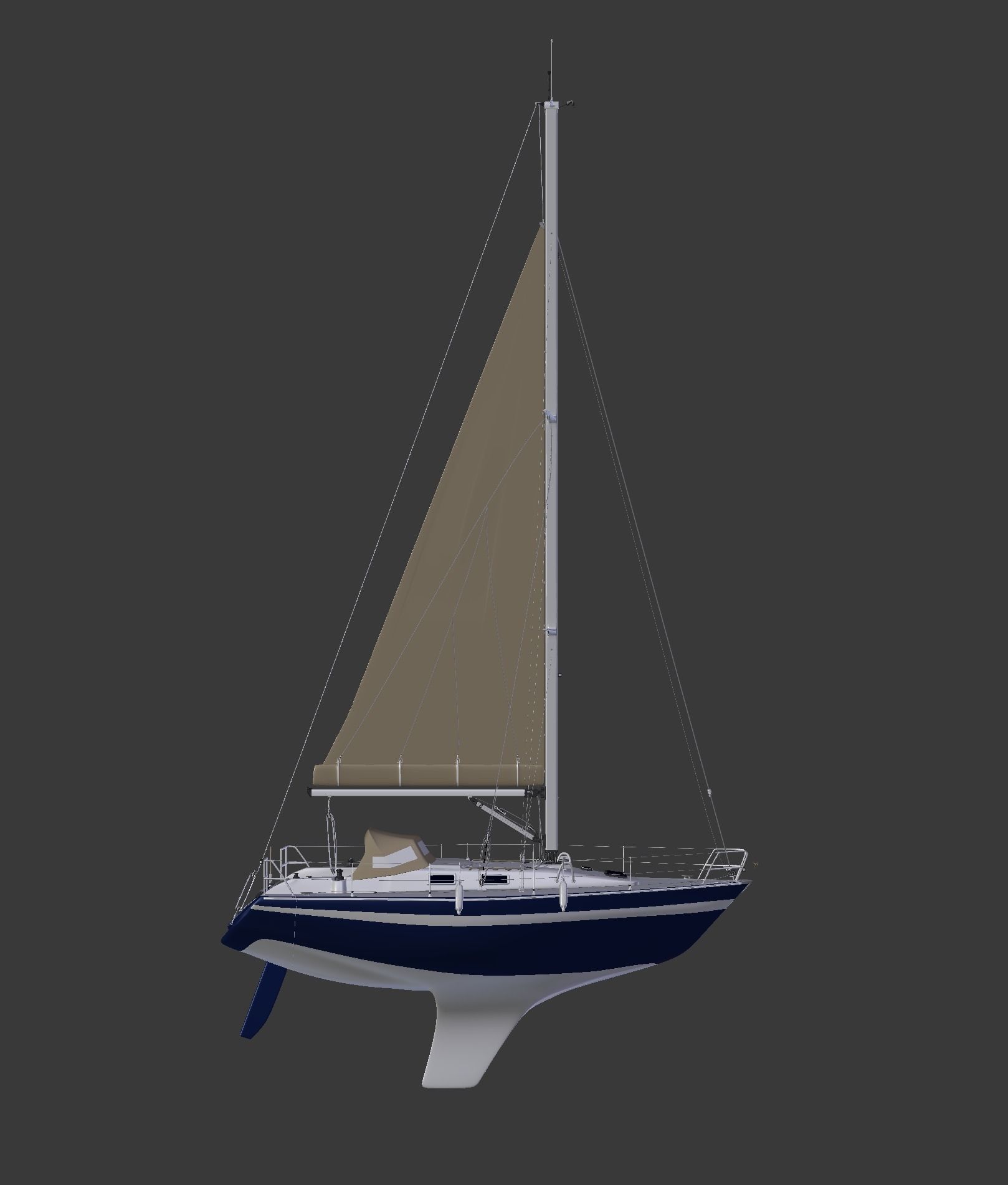 Detailed Sailing Ship 3D model_16