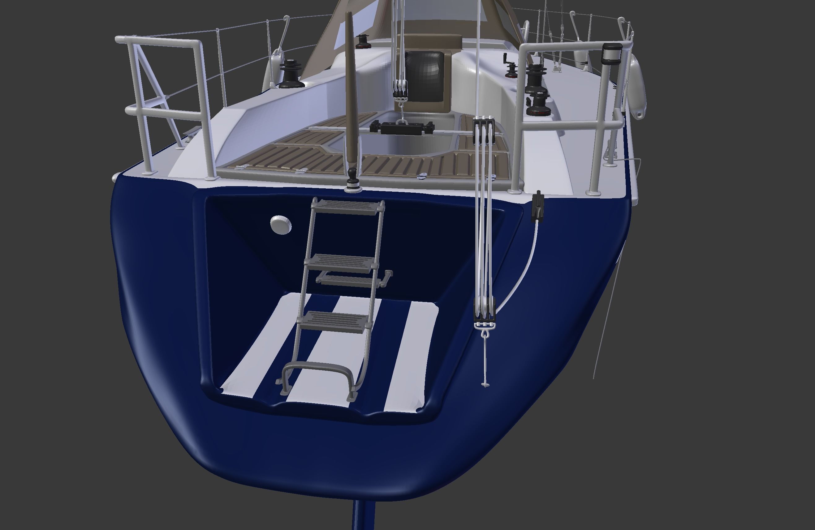 Detailed Sailing Ship 3D model_7