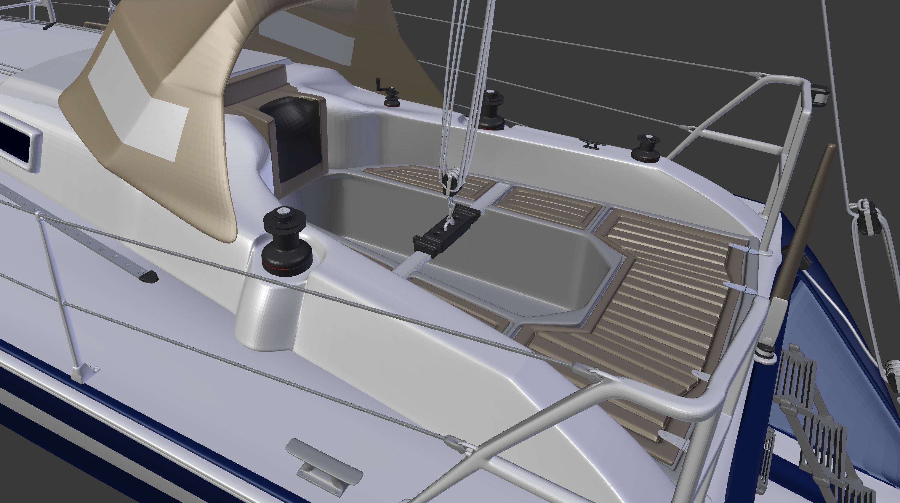 Detailed Sailing Ship 3D model_5