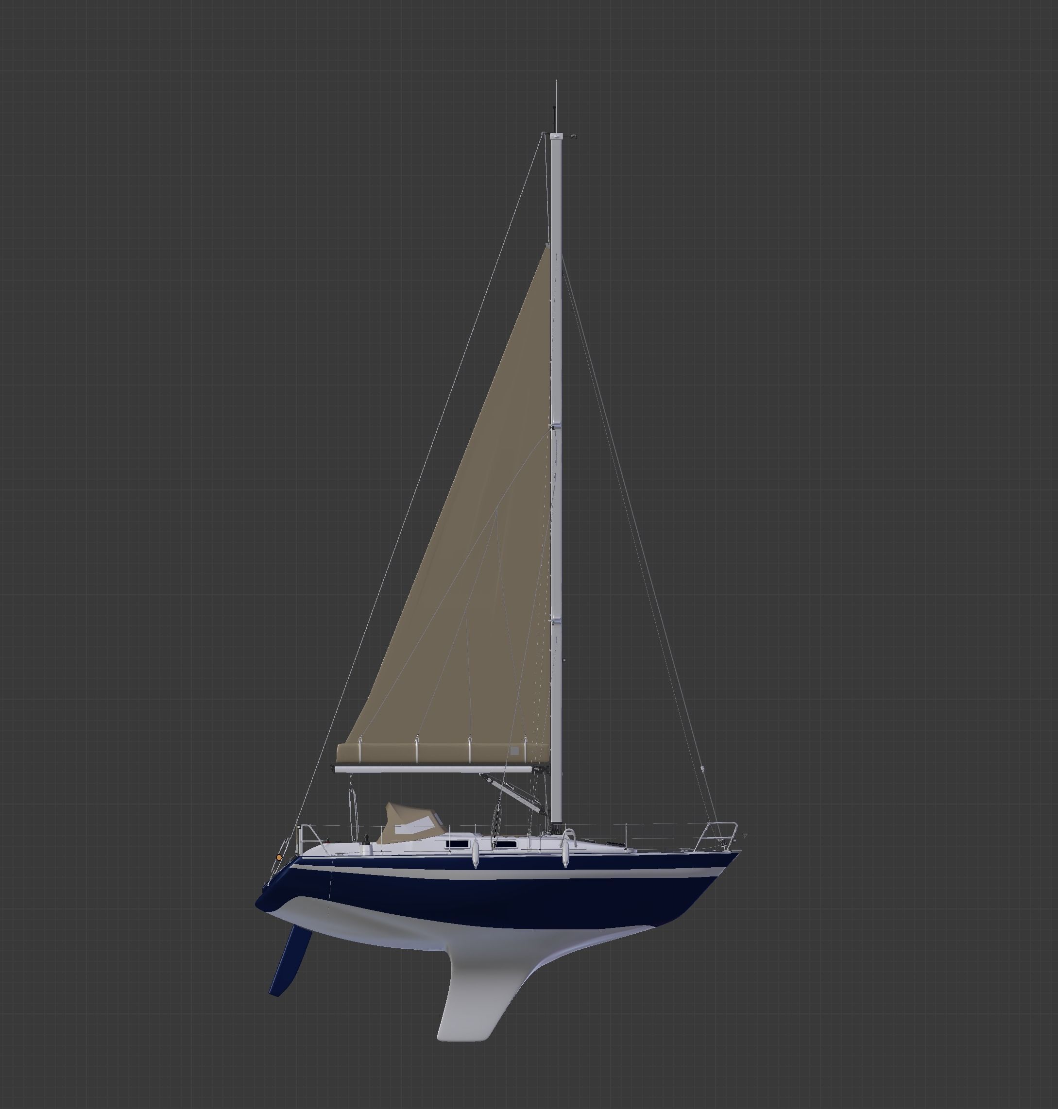 Detailed Sailing Ship 3D model_11