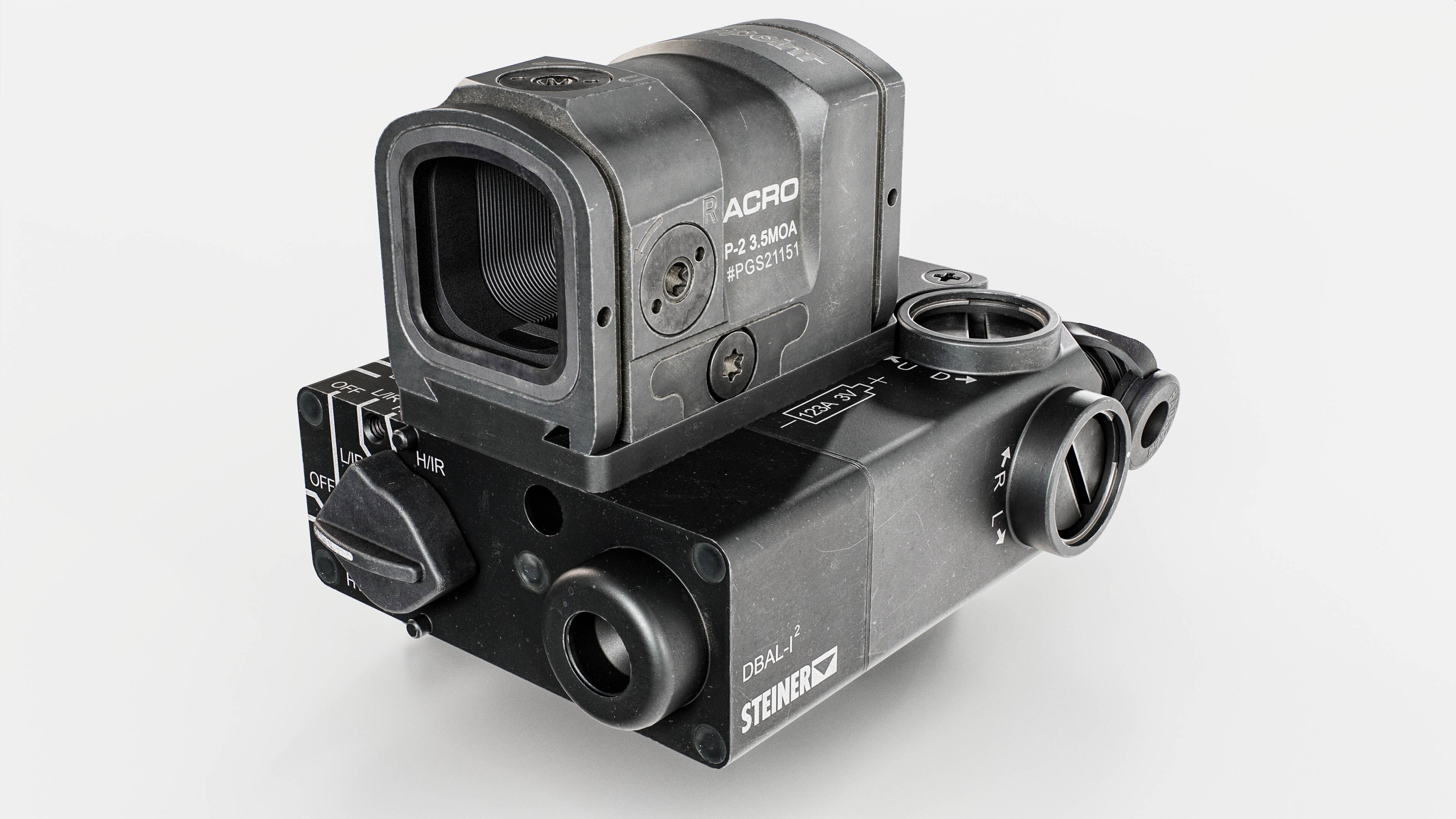 Steiner DBAL-I2 Green or Red visible and IR laser aiming device Low-poly 3D model_30