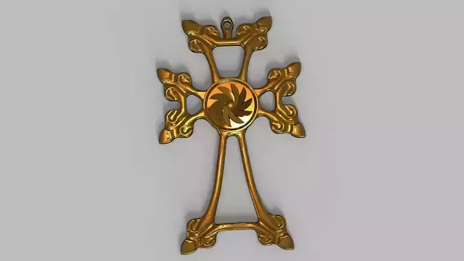 Cross 3D print model golden