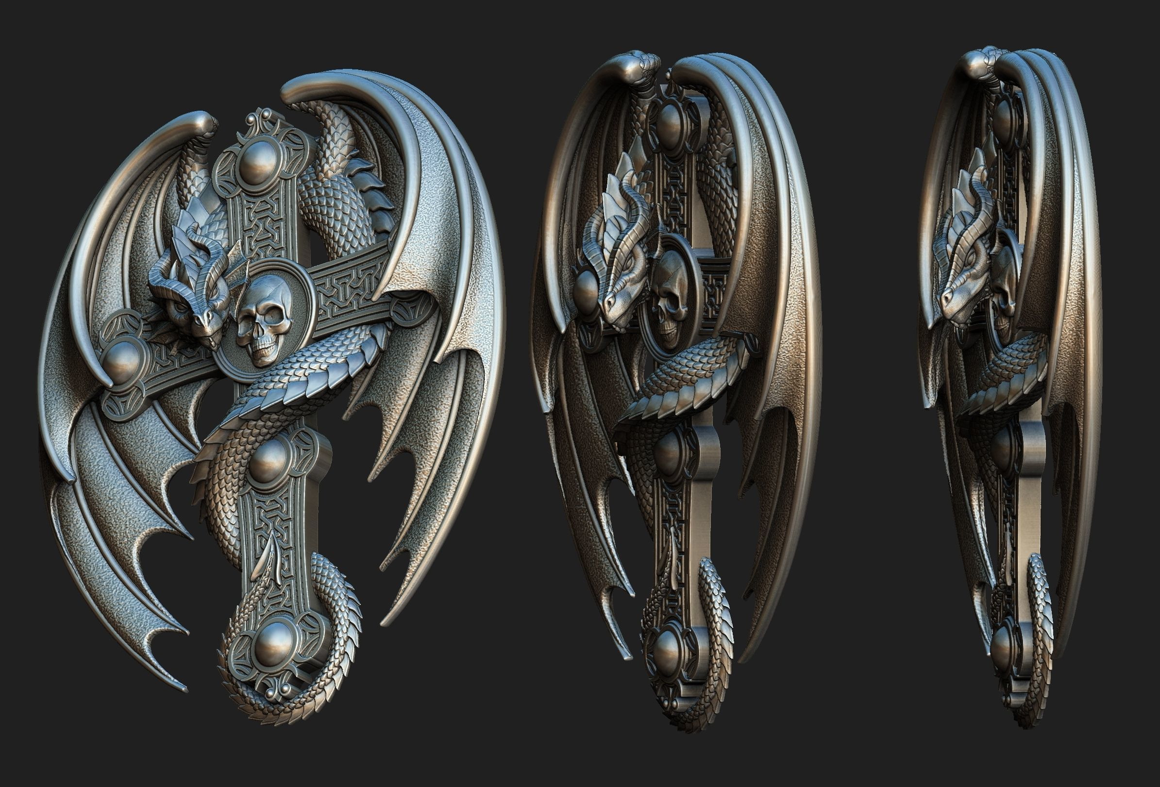 Dragon Cross Relief 3D print model_4