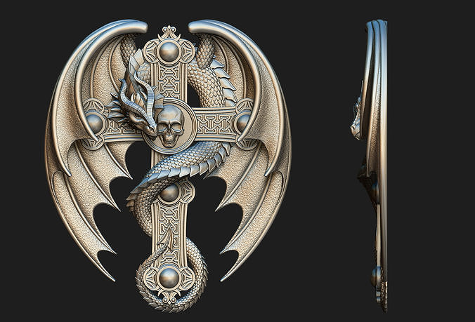 Dragon Cross Relief 3D print model