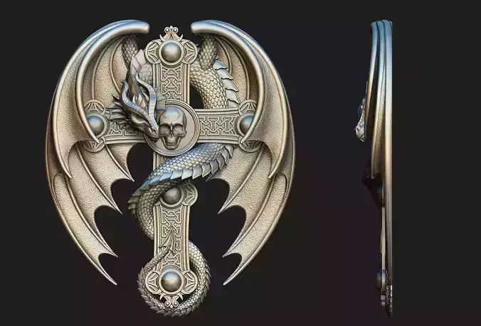 Dragon Cross Relief 3D print model