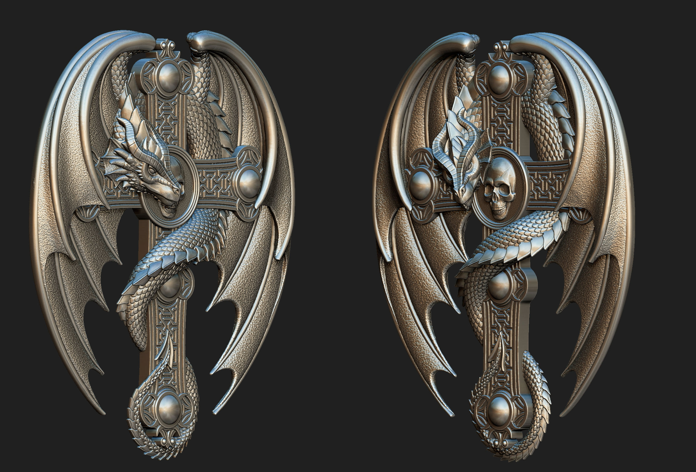 Dragon Cross Relief 3D print model_1