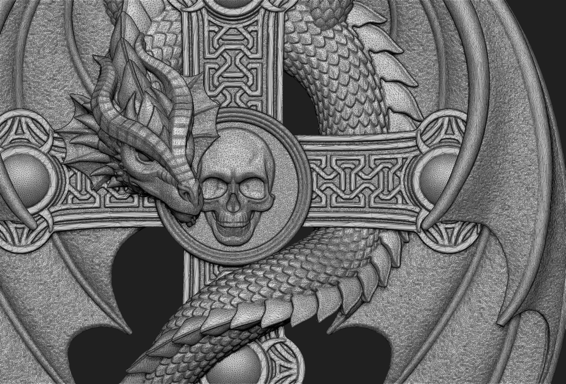 Dragon Cross Relief 3D print model_6