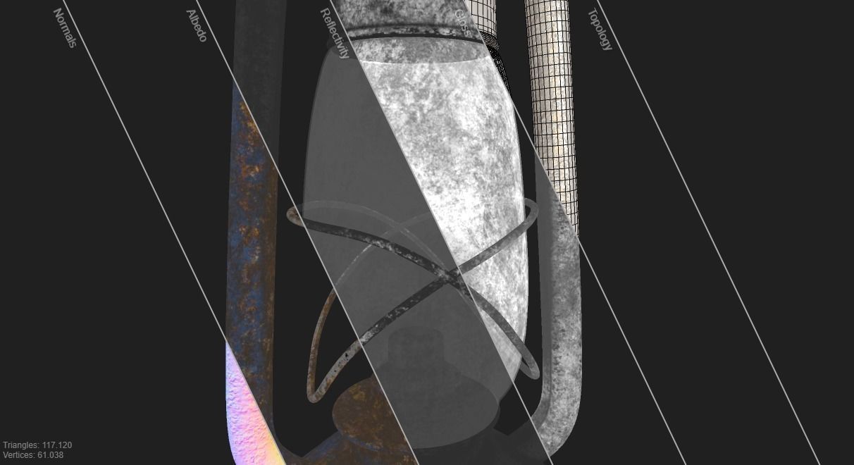 Old Gas Lamp Game-Ready Model Low-poly 3D model_12