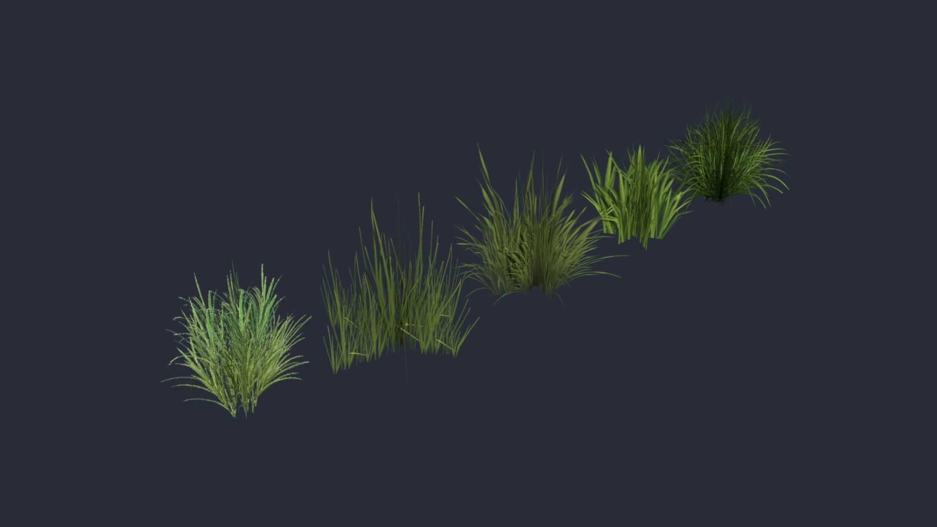 Kit of grass pack Low-poly 3D model_8