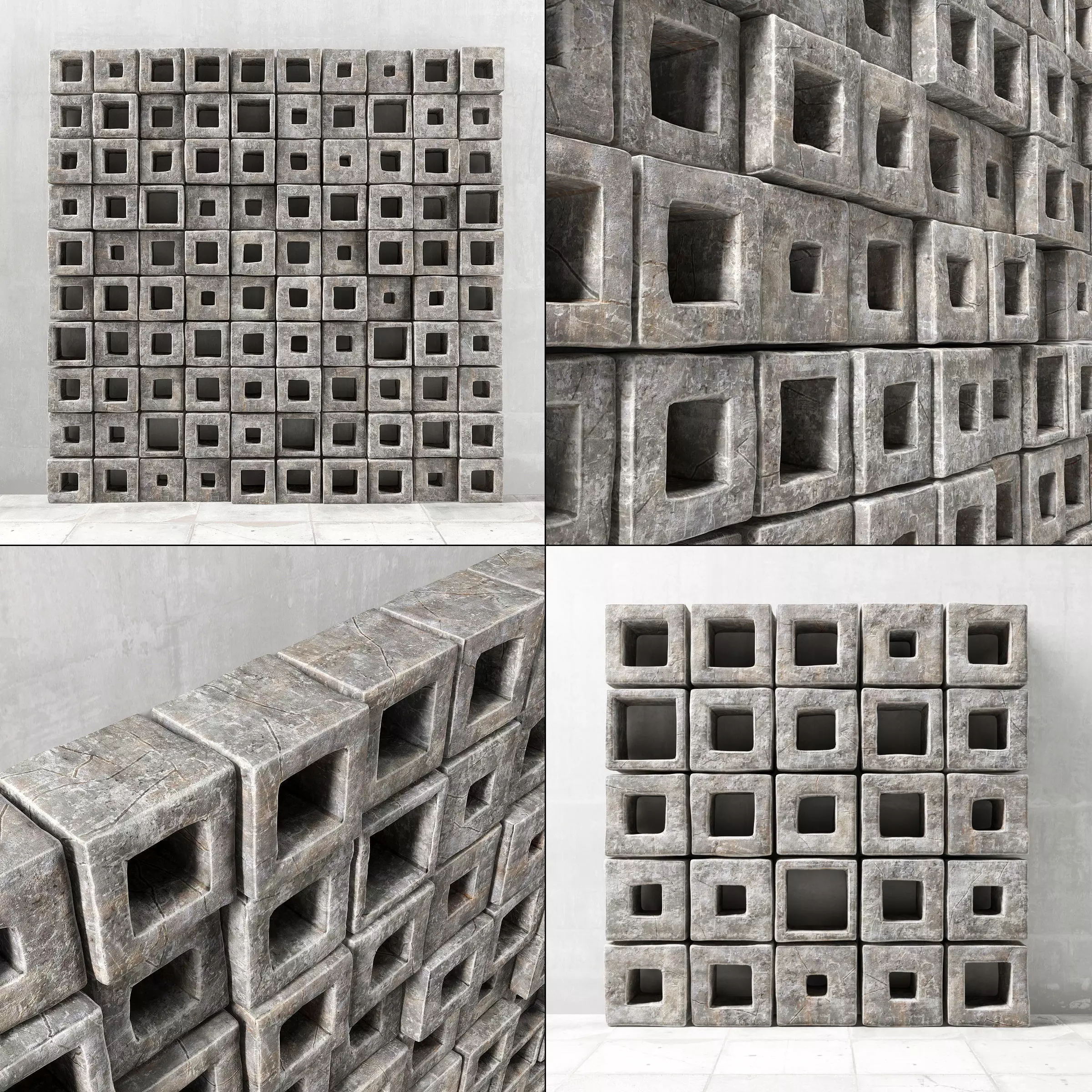 Stone panel cube hole 3D model