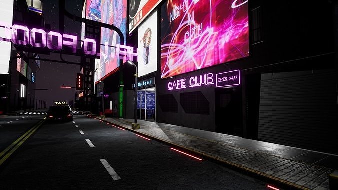 Cyberpunk City PACK and Street assets Low-poly 3D model 4