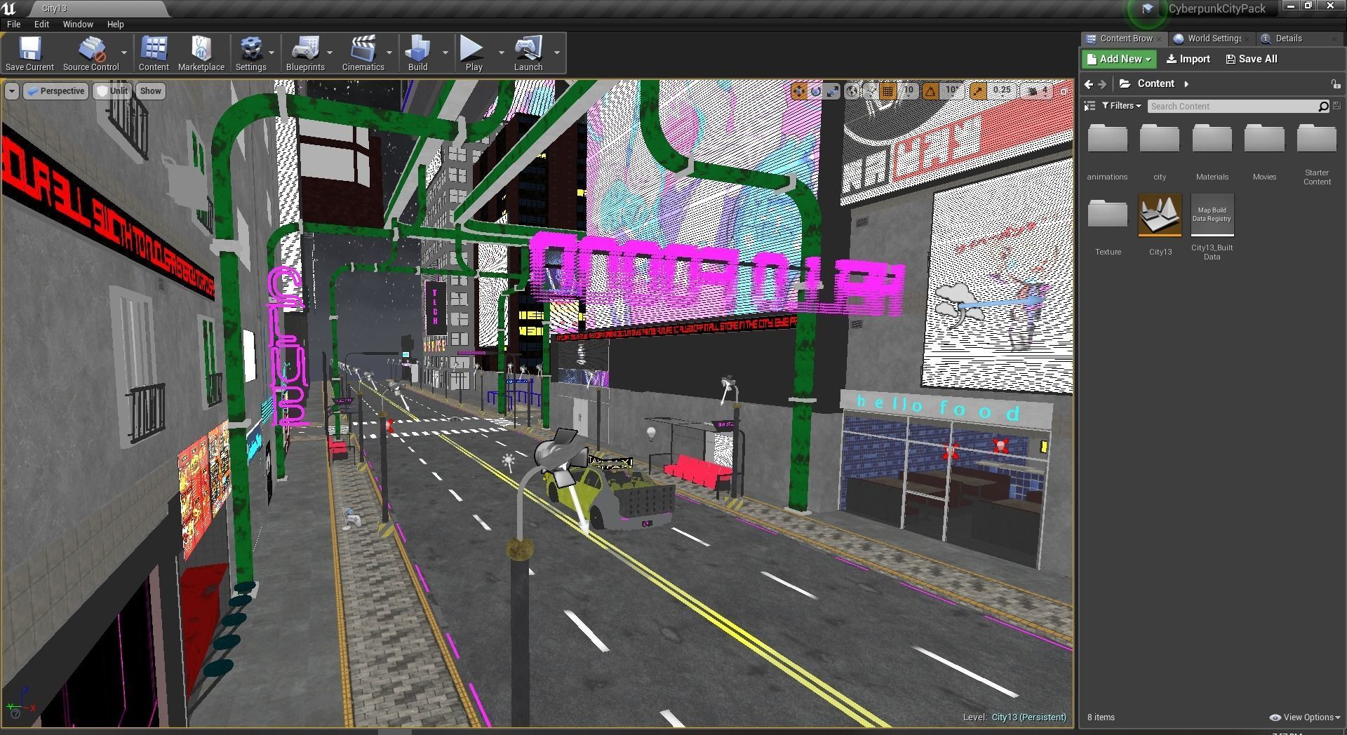 Cyberpunk City PACK and Street assets Low-poly 3D model_12
