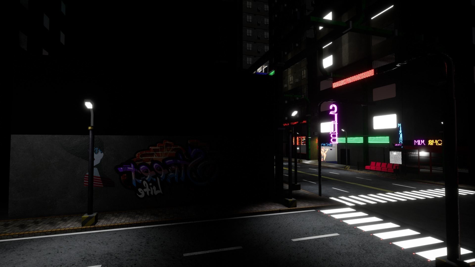 Cyberpunk City PACK and Street assets Low-poly 3D model_7