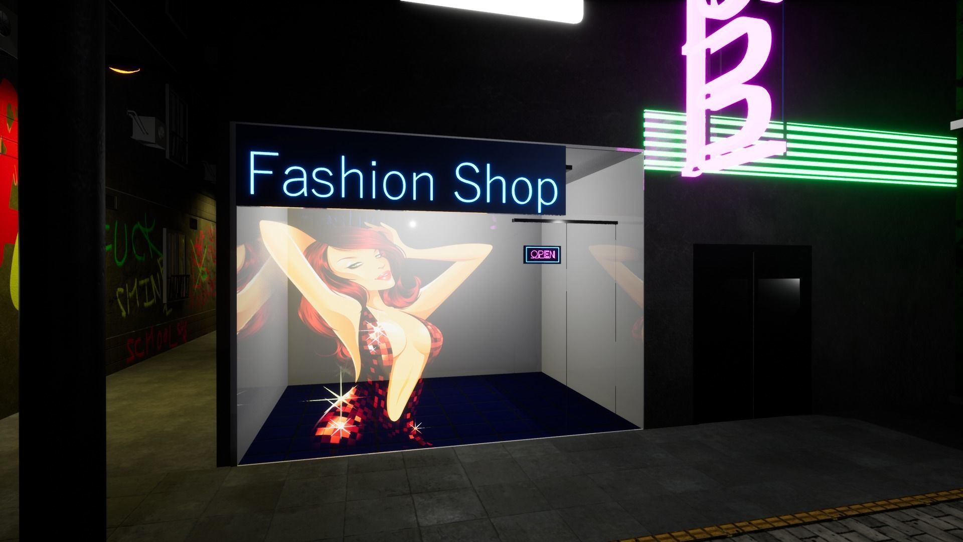 Cyberpunk City PACK and Street assets Low-poly 3D model_9