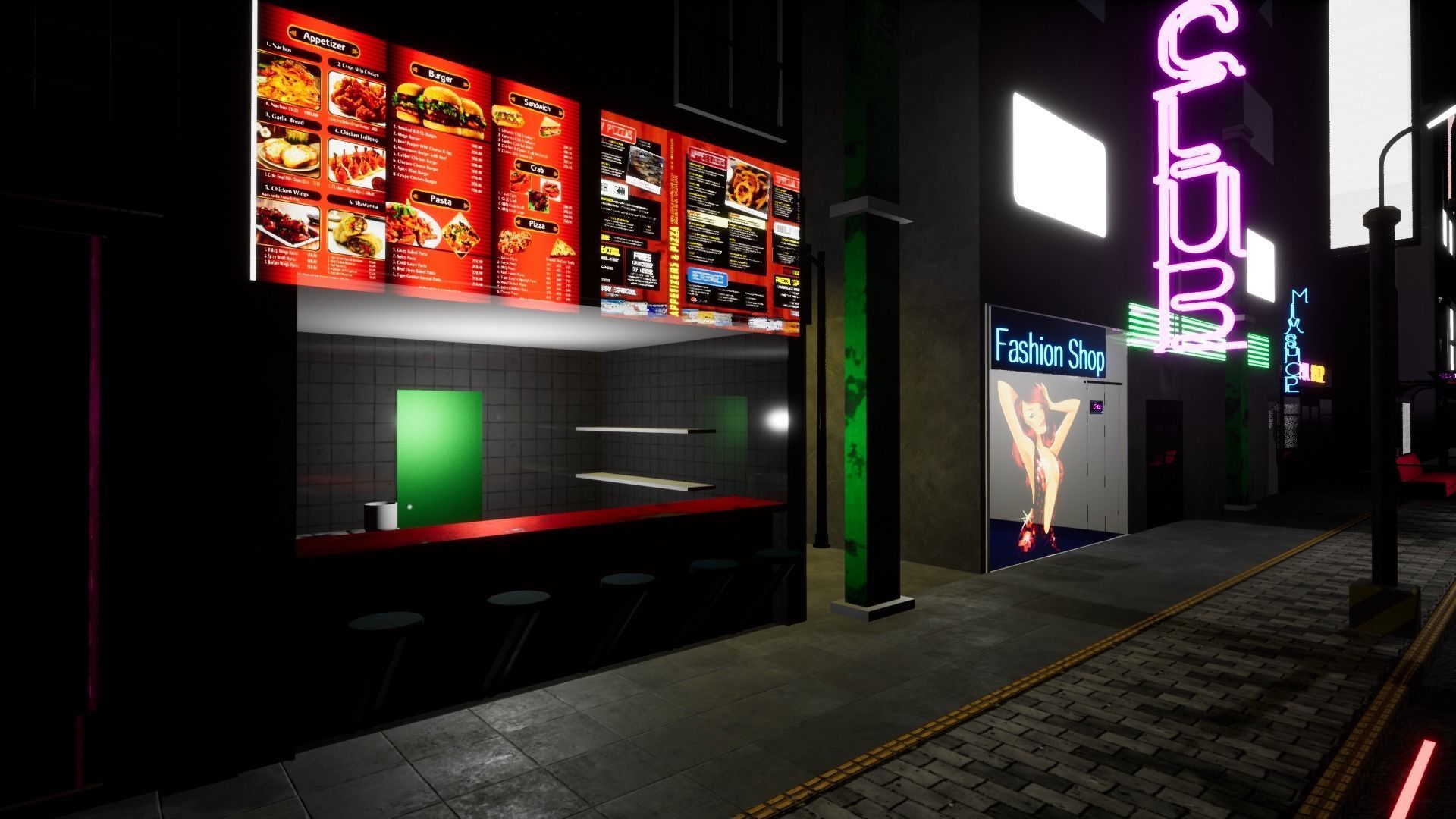 Cyberpunk City PACK and Street assets Low-poly 3D model_8