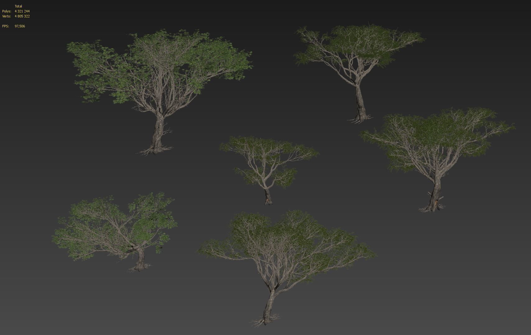 Acacia tree set 3D model_8