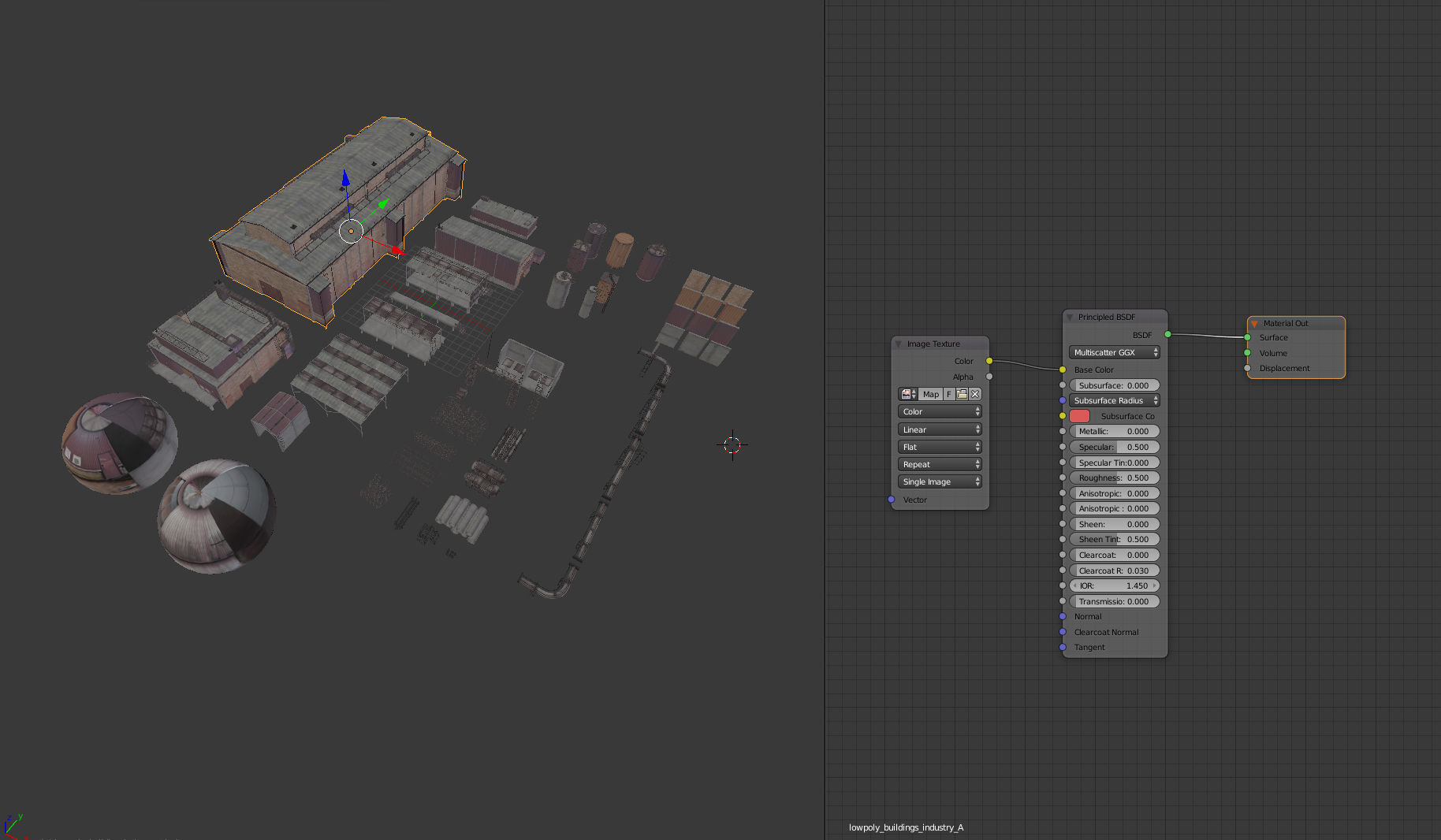 lowpoly buildings industry Low-poly 3D model_1