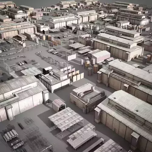 lowpoly buildings industry Low-poly 3D model