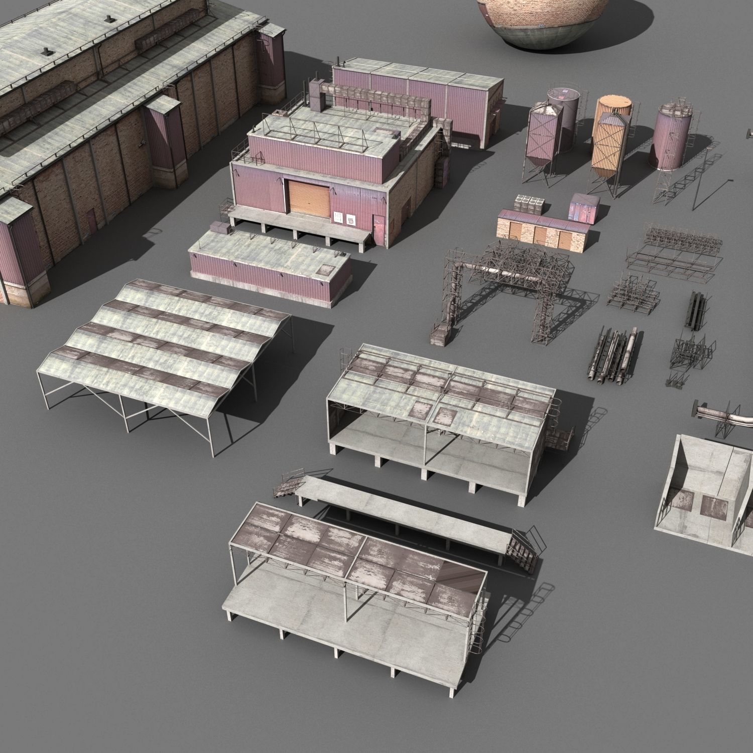 lowpoly buildings industry Low-poly 3D model_5
