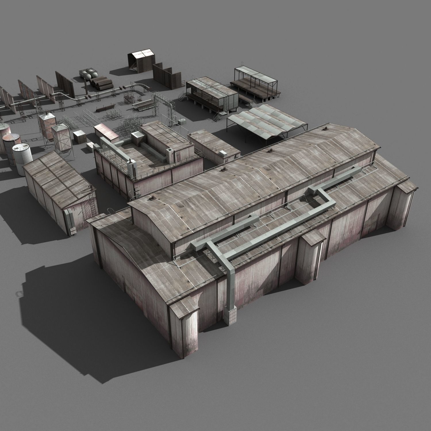 lowpoly buildings industry Low-poly 3D model_10