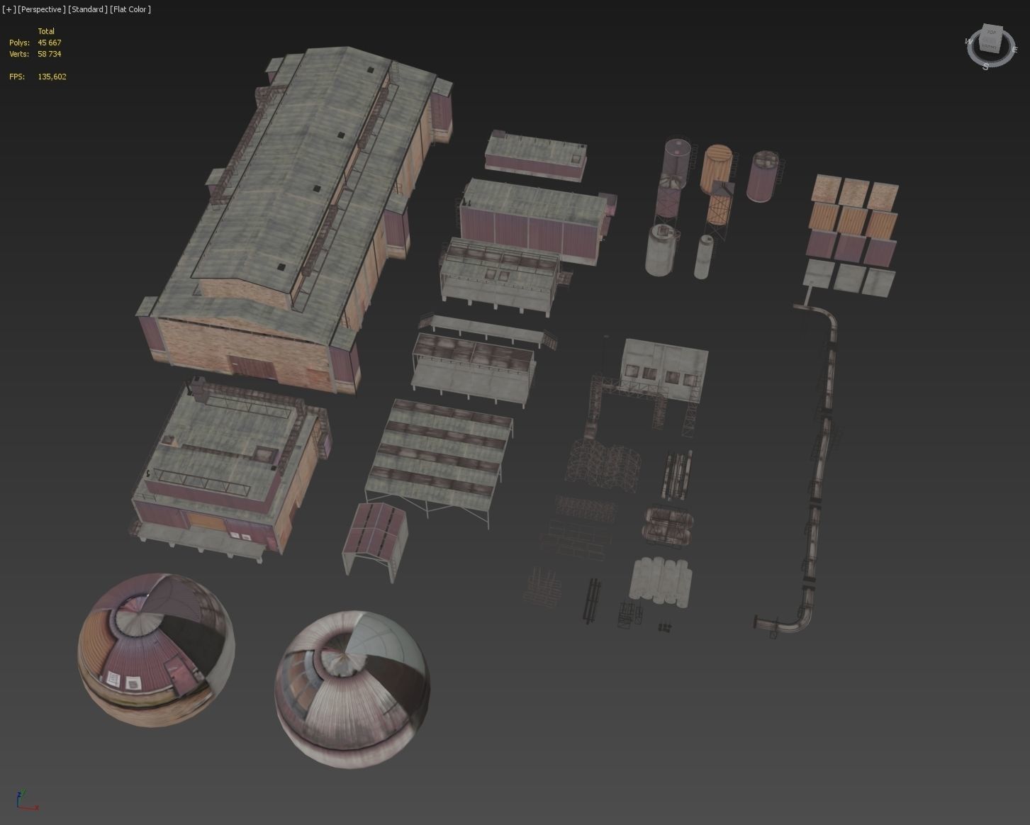 lowpoly buildings industry Low-poly 3D model_14