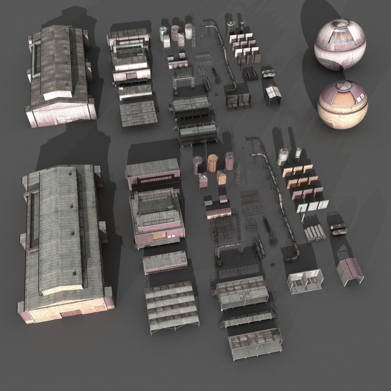 lowpoly buildings industry Low-poly 3D model_11