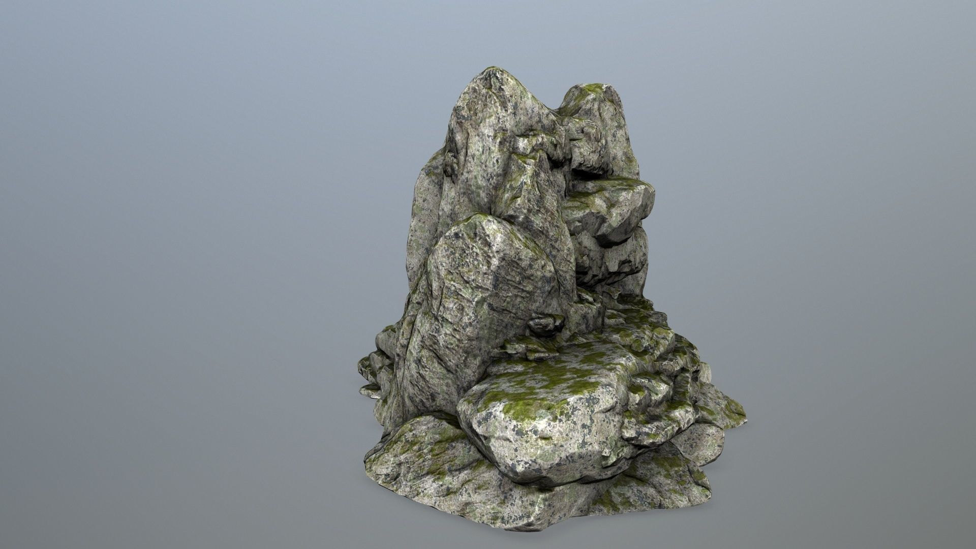 rocks rock with moss Low-poly 3D model_3