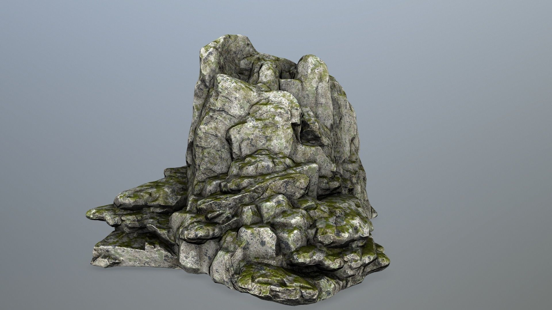 rocks rock with moss Low-poly 3D model_7