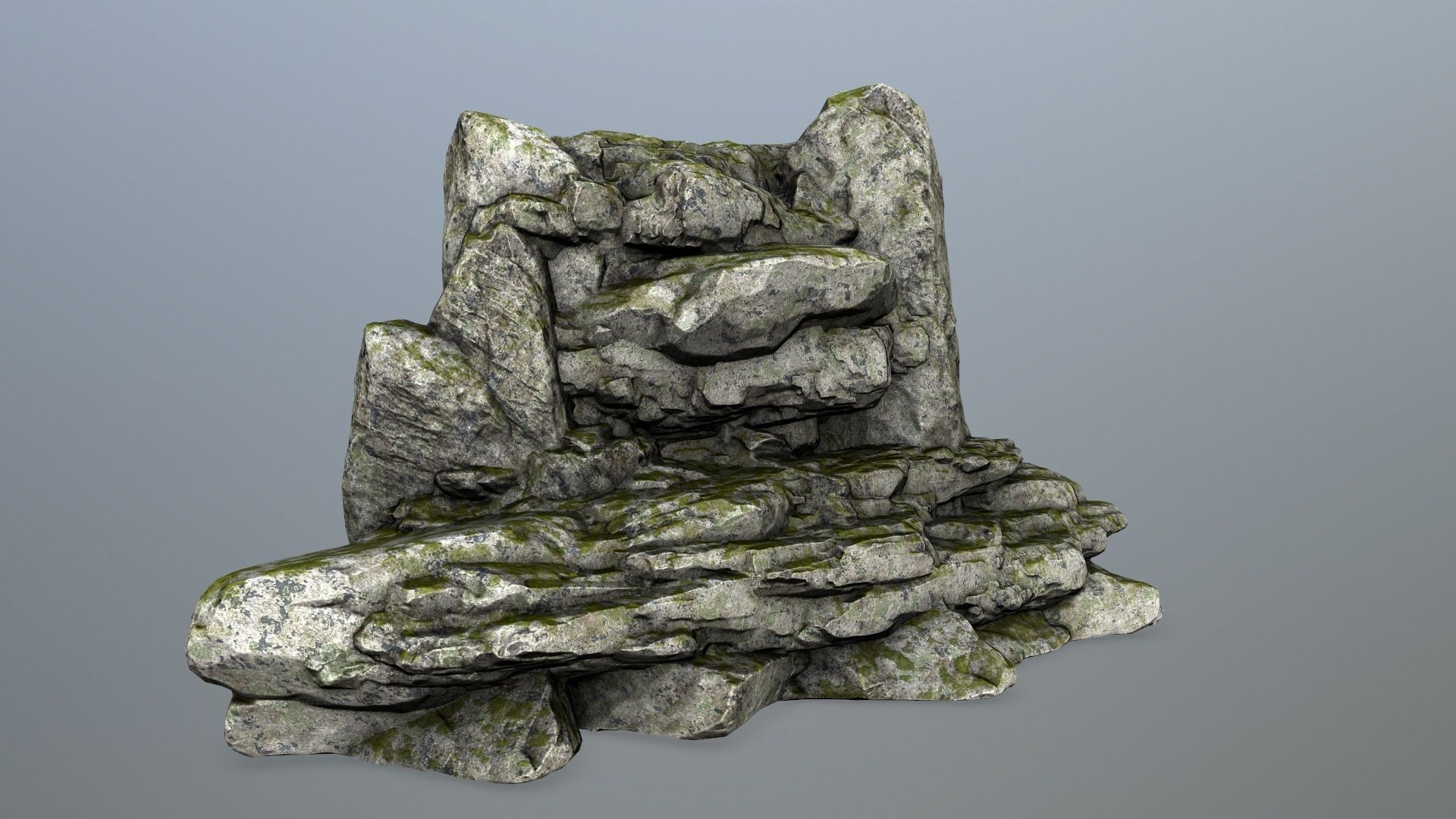 rocks rock with moss Low-poly 3D model_2