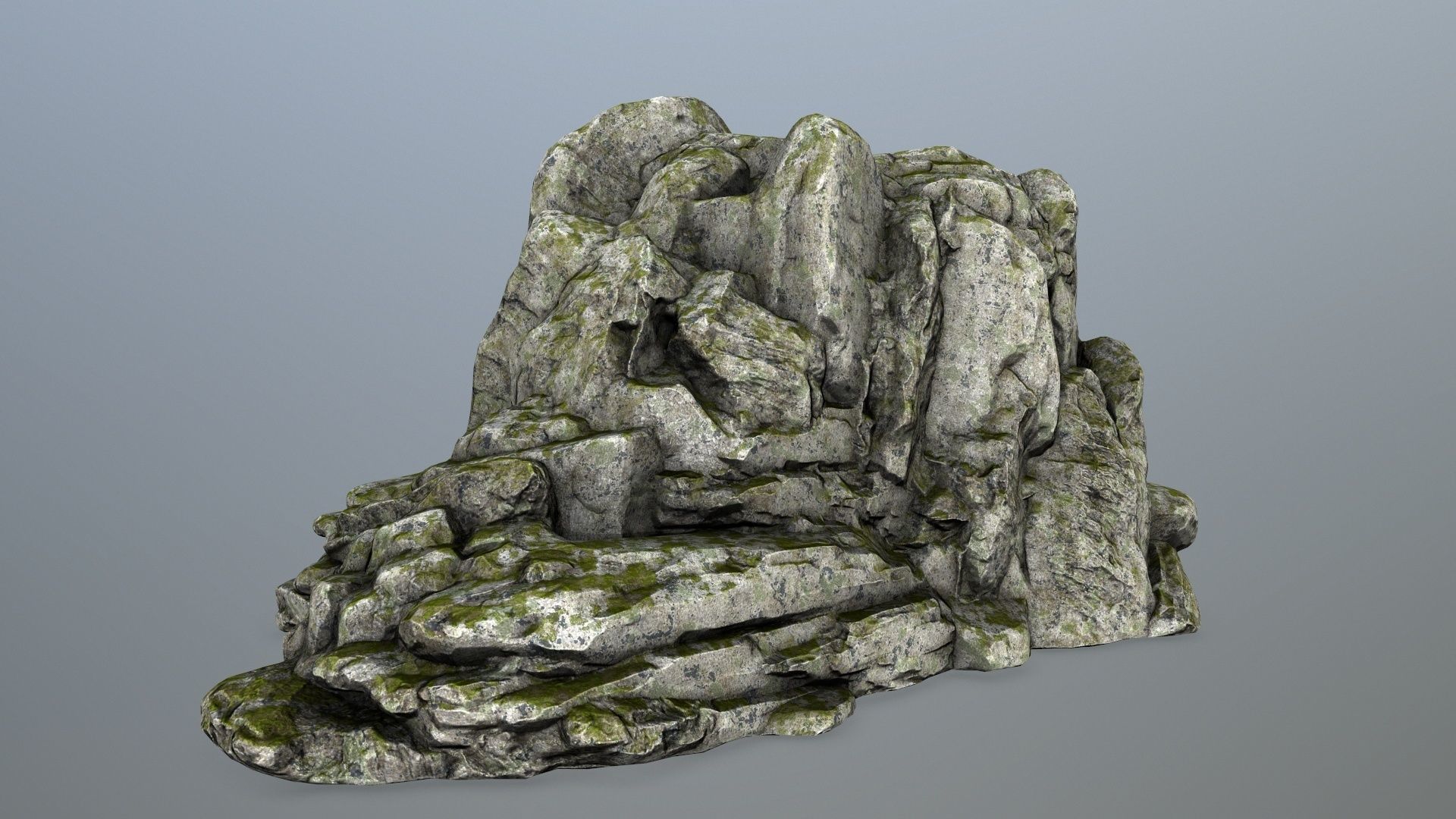 rocks rock with moss Low-poly 3D model_6
