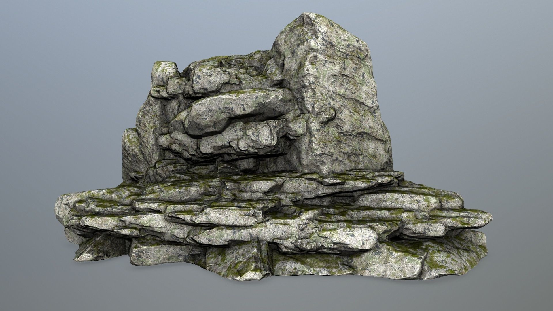 rocks rock with moss Low-poly 3D model_1