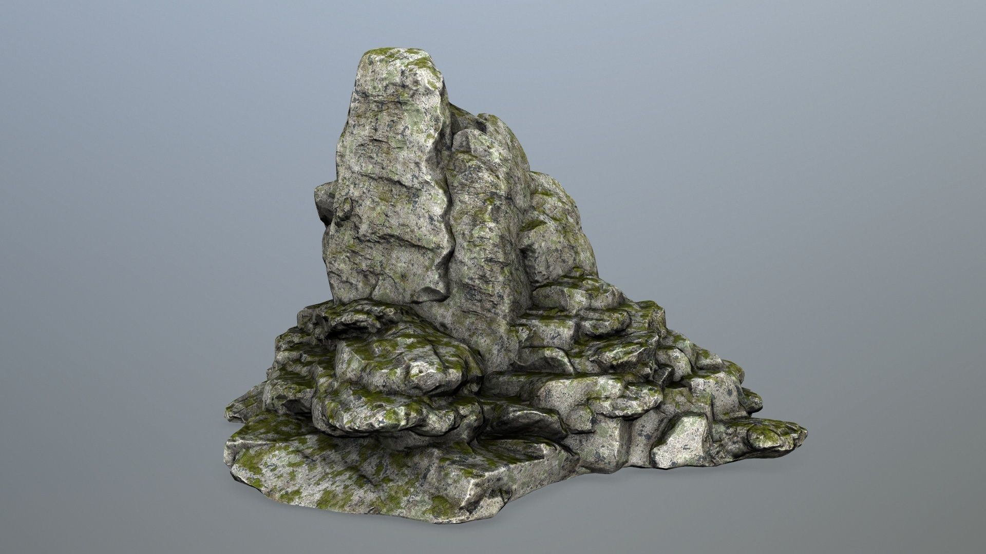 rocks rock with moss Low-poly 3D model_8