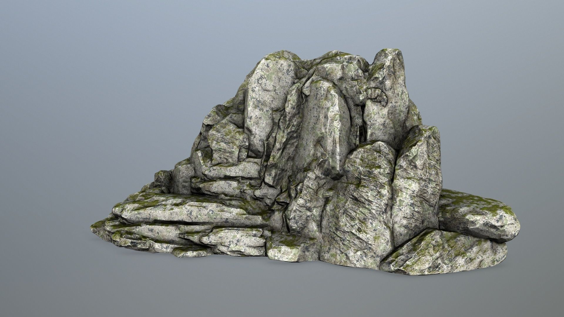rocks rock with moss Low-poly 3D model_5