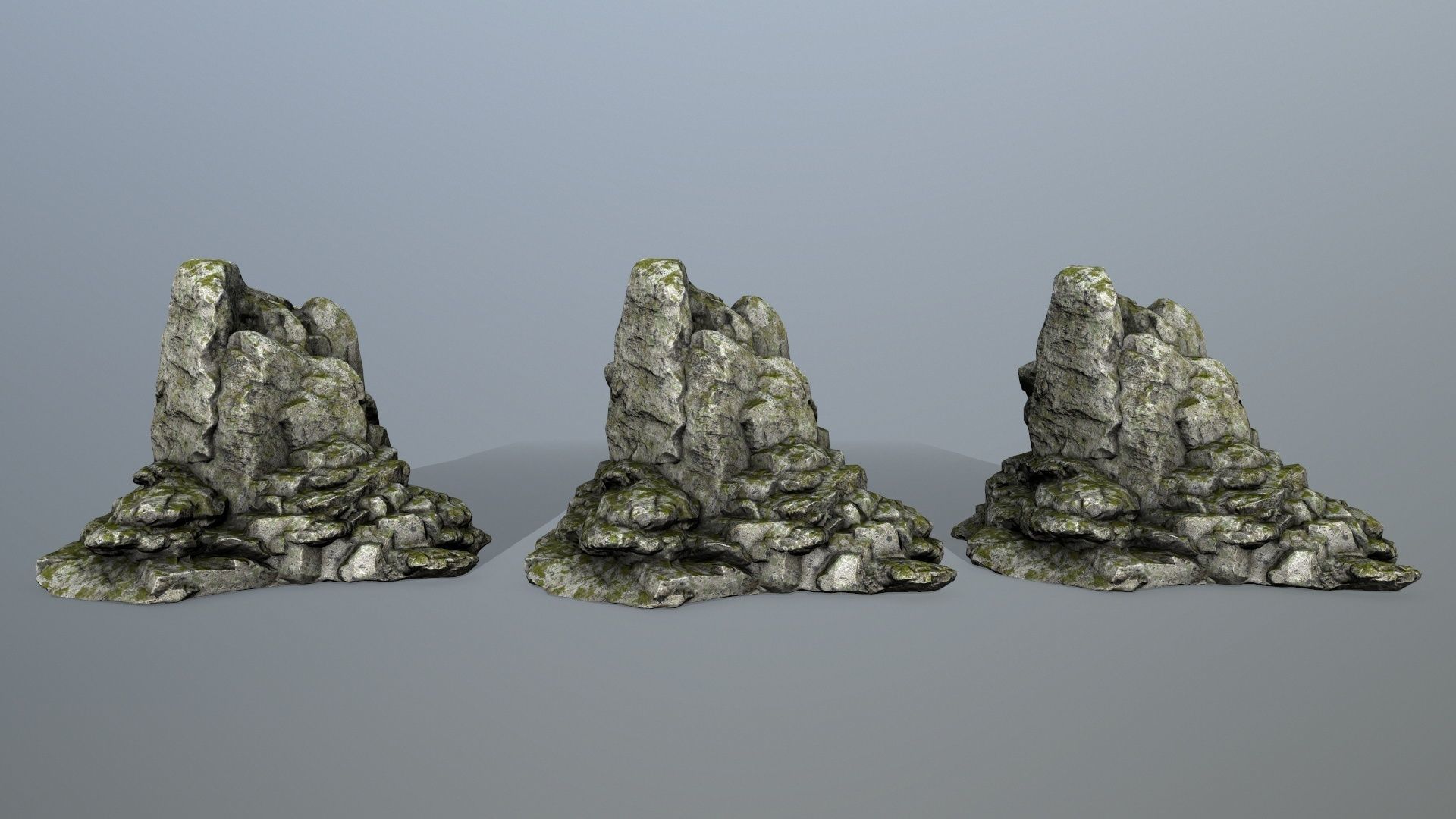 rocks rock with moss Low-poly 3D model_10