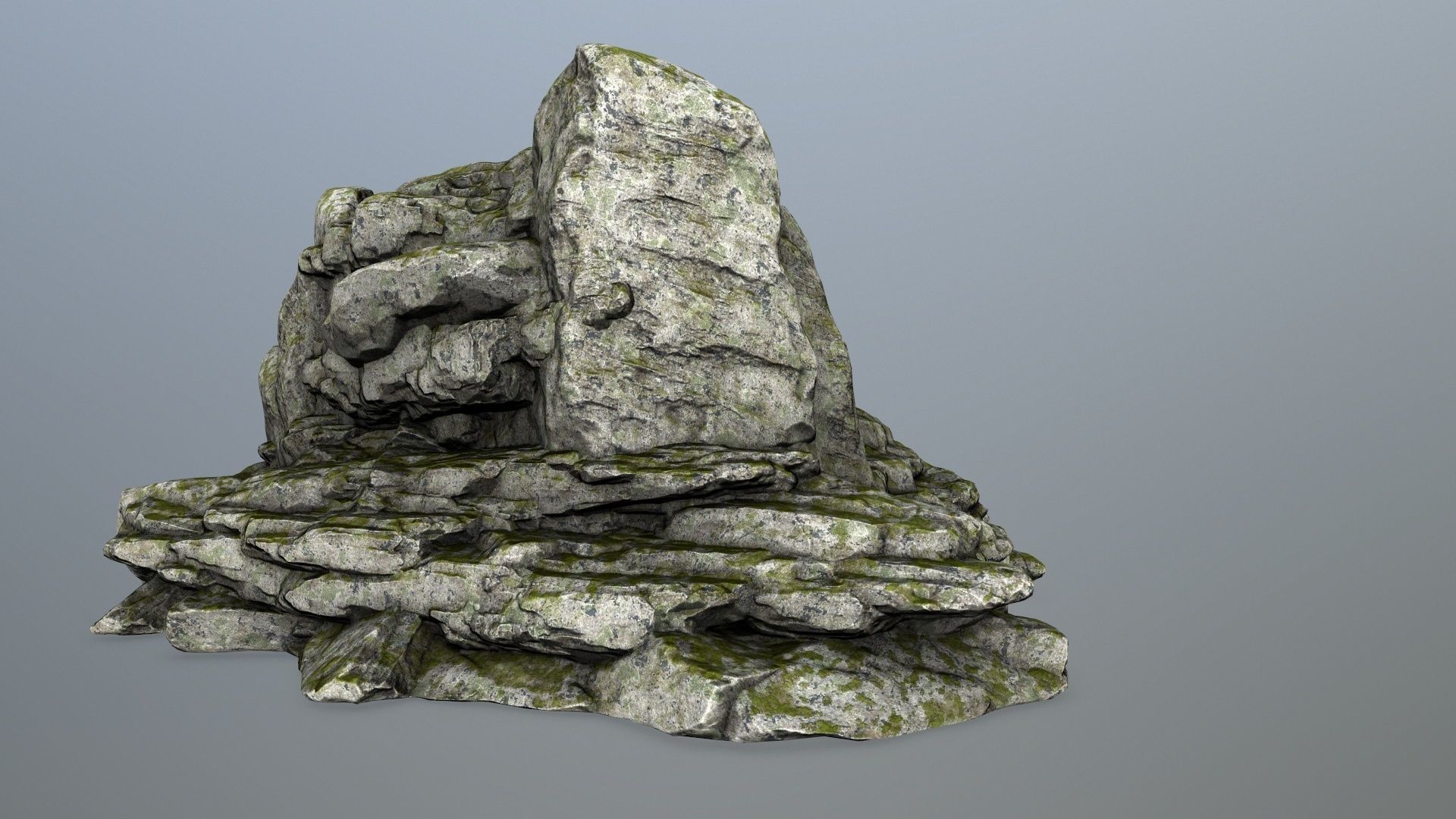 rocks rock with moss Low-poly 3D model_9