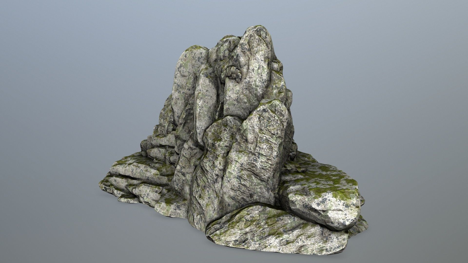 rocks rock with moss Low-poly 3D model_4